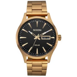Nixon Sentry Solar Stainless Steel Watch - All Gold/Black