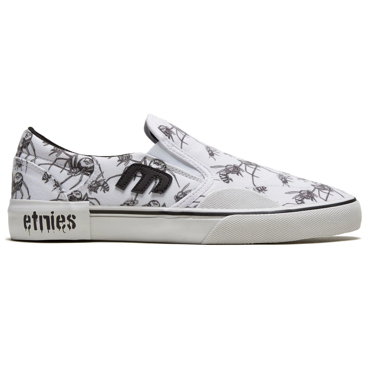 Etnies X Bones Marana Slip Shoes - White/Black