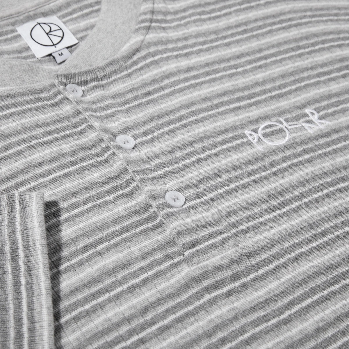 Polar Stripe Rib Henley Shirt - Heather Grey - Image 2