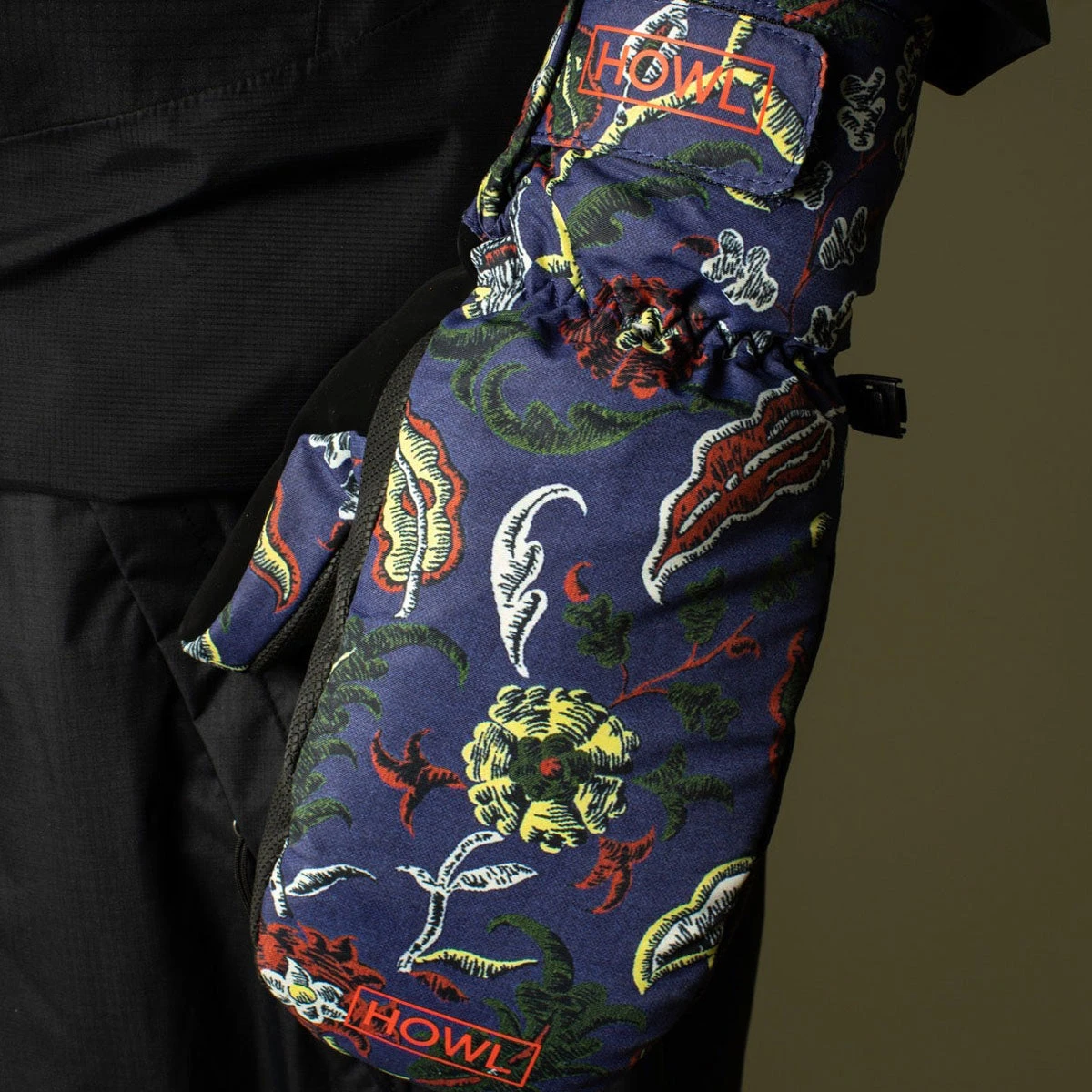 Howl Flyweight Mitt Snowboard Gloves - Prickly Floral Print - Image 2