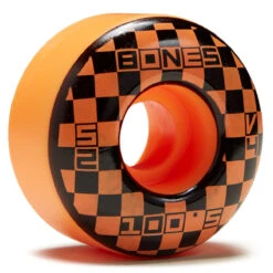 Bones 100s Block Party V4 Wide Skateboard Wheels - Orange - 52mm