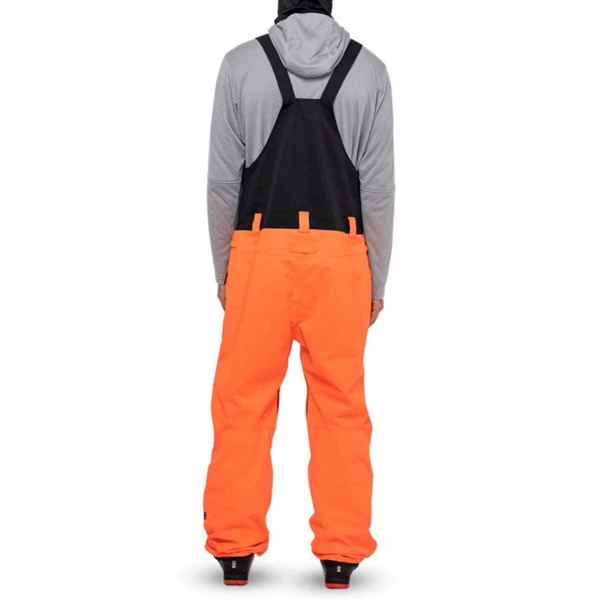 686 Frontier Shell Bib Snowboard Pants - Fluro Orange/Clear Black - Image 2