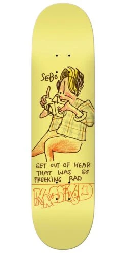 Krooked Sebo Freeking Rad Skateboard Deck - Yellow - 8.06"