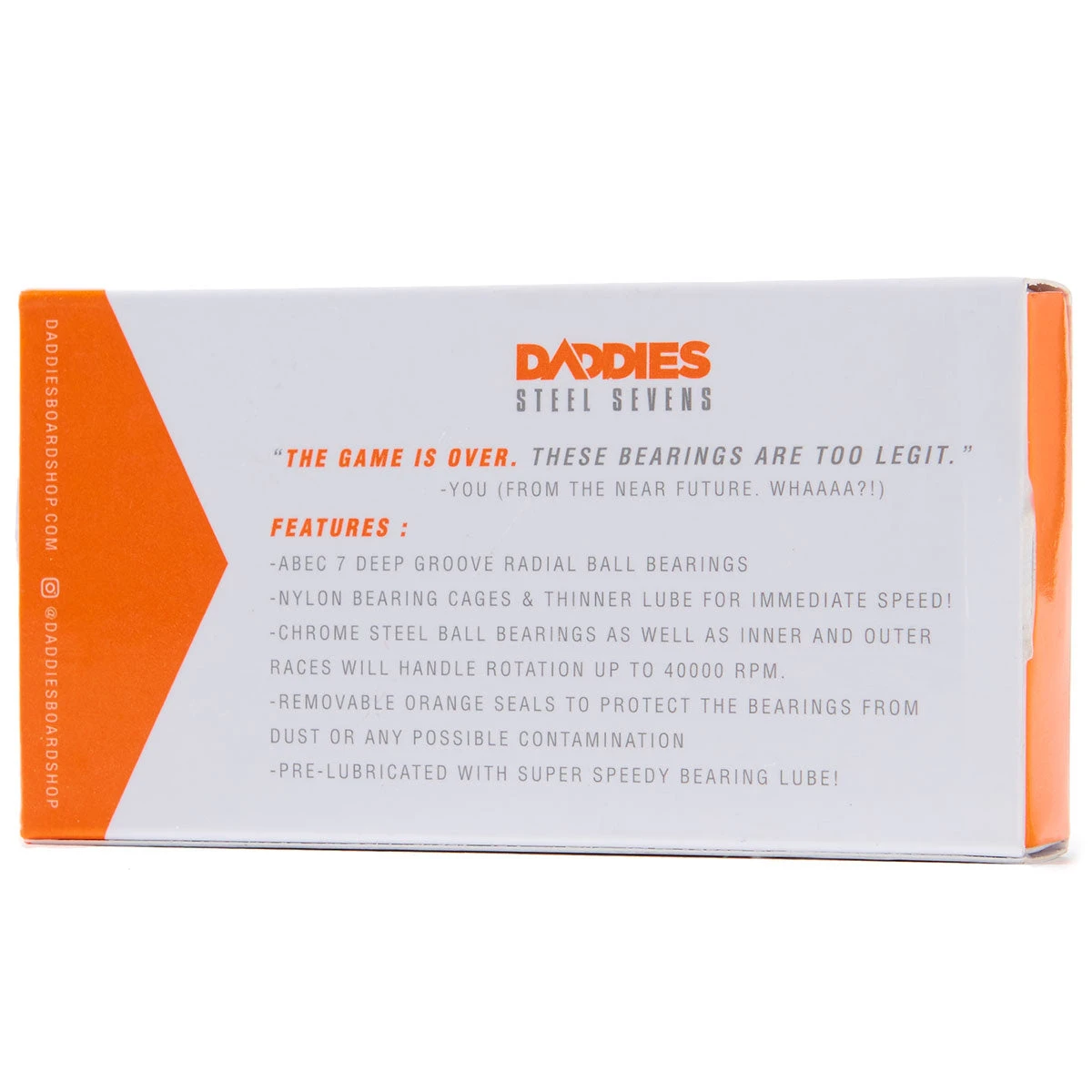 Daddies Steel Built In Skateboard Bearings - Orange - Image 4