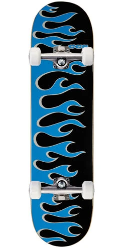 CCS Flames Skateboard Complete - Black/Blue