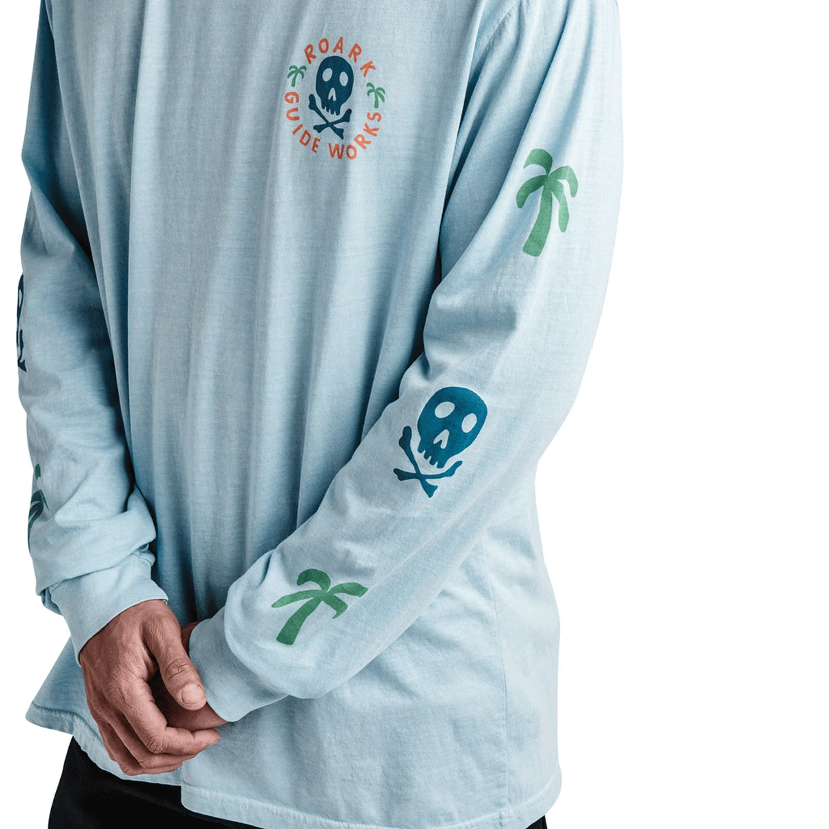 Roark Guideworks Skull Long Sleeve T-Shirt - Light Blue - Image 3